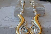 Rhinestone And Pearl Earrings