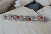 Rhinestone Cuff. Bling Colorful Rebeka Bracelet. Studs Bracelet. Red Purple Clear Stone Bracelet. Tulip Jewelry Gift. Multicolored Cuff