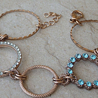 Rose Gold Bracelet. Rebeka Dainty Bracelet. Gold Rhinestone Bracelet. Blue Clear Rebeka Bracelet. Hoop Bracelet. Circle Link Bracelet