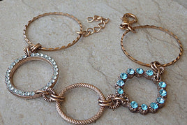 Rose Gold Bracelet. Rebeka Dainty Bracelet. Gold Rhinestone Bracelet. Blue Clear Rebeka Bracelet. Hoop Bracelet. Circle Link Bracelet