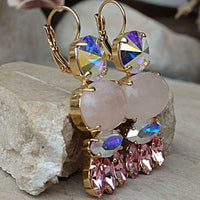 Rose Quartz Earrings. Pink Bridal Earrings