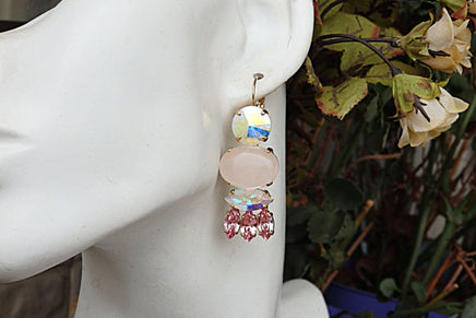 Rose Quartz Earrings. Pink Bridal Earrings