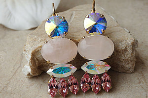 Rose Quartz Earrings. Pink Bridal Earrings