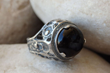 Rough Black Gemstone Ring