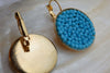 Round Drop Earrings. Turquoise Jewelry