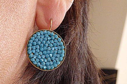 Round Drop Earrings. Turquoise Jewelry