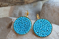 Round Drop Earrings. Turquoise Jewelry