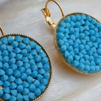 Round Drop Earrings. Turquoise Jewelry