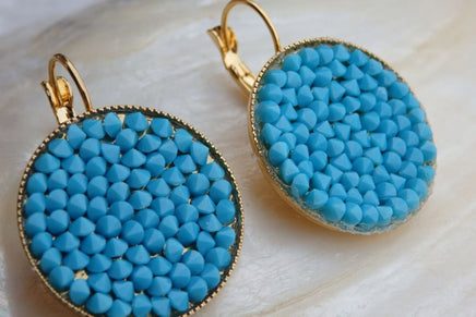 Round Drop Earrings. Turquoise Jewelry