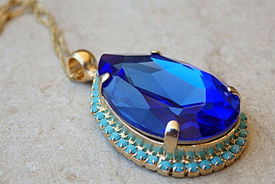 Royal Blue Teardrop Necklace