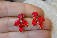 Ruby Earrings. Ruby Red Rebeka Cluster Earrings. Pomegranate Crystal Earrings