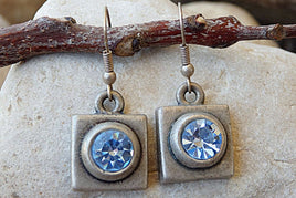 Rustic Earrings. Square Earrings. Light Blue Earrings. Rebeka Earrings. Everyday Jewelry. Boho Style Geometric Earrings.festival Earrings