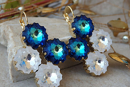 Sapphire Earrings. Rebeka Bridal Earrings. Prom Earrings. Blue White Earrings. Bridal Earrings. Nautical Earrings. Capri Blue Earrings.