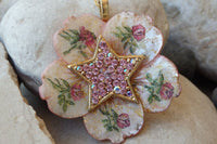 Seashell Pendant Necklace. Green Blooming Necklace. Rebeka Necklace. Vintage Style One Of A Kind Necklace.flower Multi Color Necklace