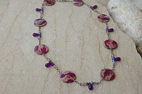 Shell Necklace. Shell Jewelry Gift For Wife. Purple Necklace. Eggplant Color Necklace. Painted Jewelry. Teardrop Shaped Necklace. Rebeka.