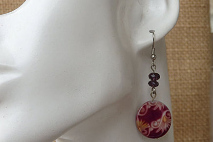 Shell Necklace. Shell Jewelry Gift For Wife. Purple Necklace. Eggplant Color Necklace. Painted Jewelry. Teardrop Shaped Necklace. Rebeka.