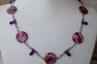 Shell Necklace. Shell Jewelry Gift For Wife. Purple Necklace. Eggplant Color Necklace. Painted Jewelry. Teardrop Shaped Necklace. Rebeka.