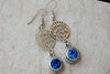 Shema Israel Earrings. Rebeka Charms Jewish Earrings. Sapphire Crystals Earrings. Dangle Silver Kabbalah Earrings.jewish Hebrew Jewelry