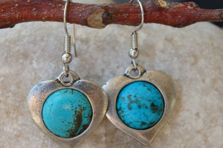 Silver And Turquoise Earrings. Valentines Day Wife Gift. Turquoise Earrings. Heart Shaped Earrings. Lover Gift. Natural Gemstones Earrings