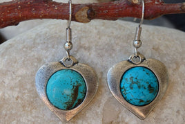 Silver And Turquoise Earrings. Valentines Day Wife Gift. Turquoise Earrings. Heart Shaped Earrings. Lover Gift. Natural Gemstones Earrings