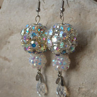 Silver Ball Earrings. Dainty Rebeka Earrings. Delicate Rhinestone Ball Earrings. Bridal Ball Earrings. Ball Crystal Ab Earrings For Bride