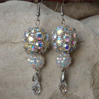 Silver Ball Earrings. Dainty Rebeka Earrings. Delicate Rhinestone Ball Earrings. Bridal Ball Earrings. Ball Crystal Ab Earrings For Bride
