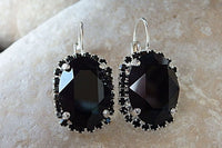 Silver Black Diamond Drop Earrings