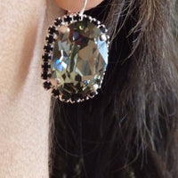 Silver Black Diamond Drop Earrings