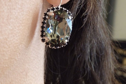 Silver Black Diamond Drop Earrings