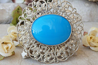 Silver Blue Brooch