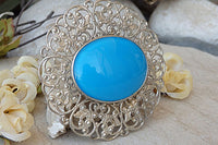 Silver Blue Brooch