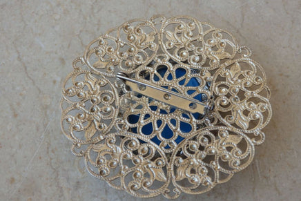 Silver Blue Brooch