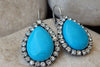 Silver Drop Shape Turquoise Earrings