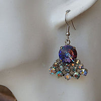 Silver Fan Earrings. Blue Drop Earrings. Rhinestone Bridal Earrings. Womens Earrings. Bridesmaid Jewelry . Christmas Jewelry Gift For Her