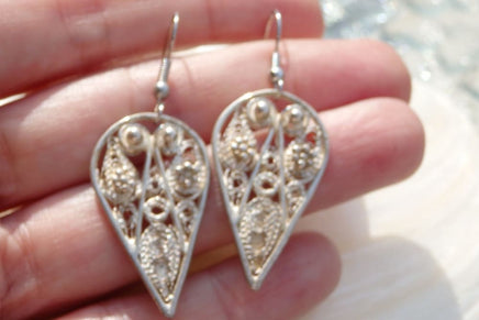 Silver Filigree Earrings Long Silver Earrings . Jewelry Bohemian .jewelry Sterling Silver. Filigree Jewelry. Filigree Earrings.dangle .