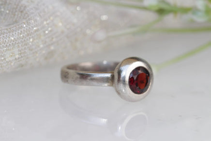 Silver Garnet Ring