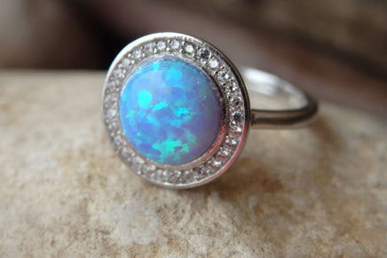 Silver Opal And Zirconia Ring