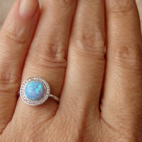Silver Opal And Zirconia Ring