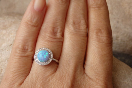 Silver Opal And Zirconia Ring