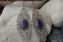 Silver Purple Earrings