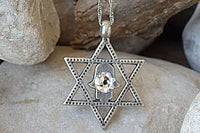 Silver Star Of David Charm Necklace. Clear Rebeka Hamsa And Star Of David Necklace. Magen David Charm Necklace. Jewish Jewelry Gift Ideas