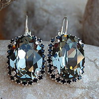 Smokey Grey Black Diamond Drop Earrings