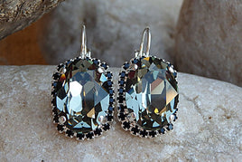 Smokey Grey Black Diamond Drop Earrings