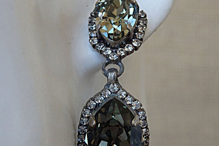 Smokey Grey Black Diamond Rebeka Crystal Drop Earrings