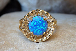 Solitaire Opal Ring. Turquoise Opal Ring