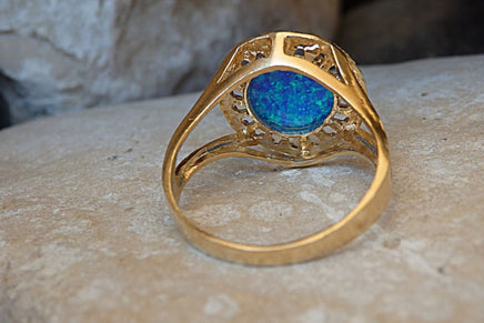 Solitaire Opal Ring. Turquoise Opal Ring