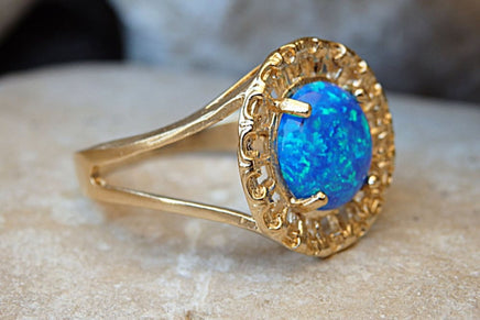 Solitaire Opal Ring. Turquoise Opal Ring