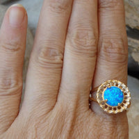 Solitaire Opal Ring. Turquoise Opal Ring