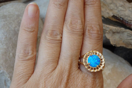 Solitaire Opal Ring. Turquoise Opal Ring