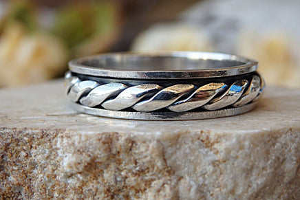 Spinner Ring. Sterling Silver Ring. Spinning Ring. Wedding Ring. Fidget Ring. Women Men Wedding Ring. Twisted Ring. Worry Ring. Braided Ring